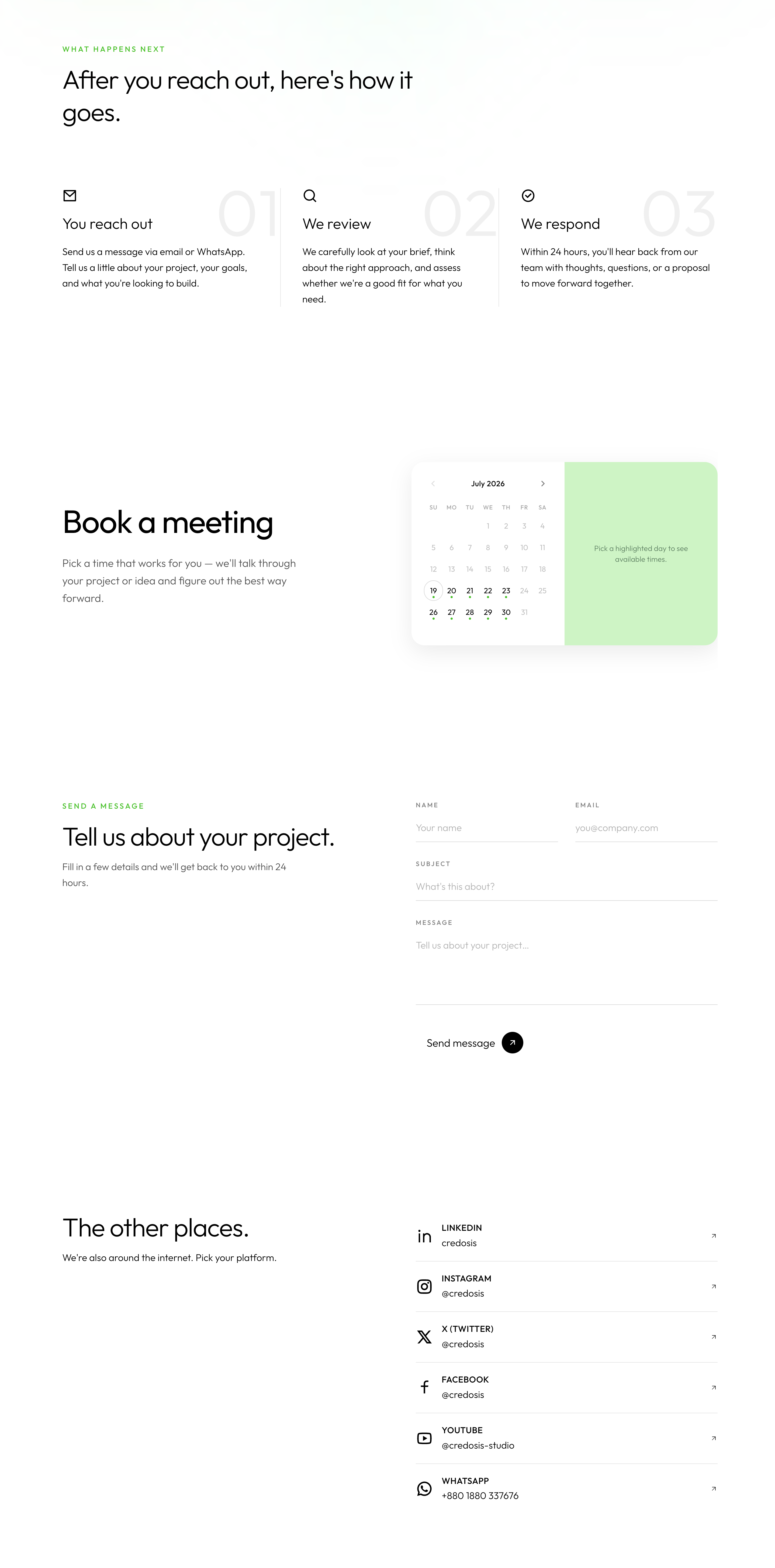 Contact page with a validated form